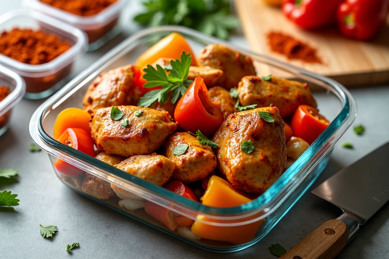 Poulet paprika et poivrons